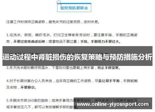 运动过程中肾脏损伤的恢复策略与预防措施分析